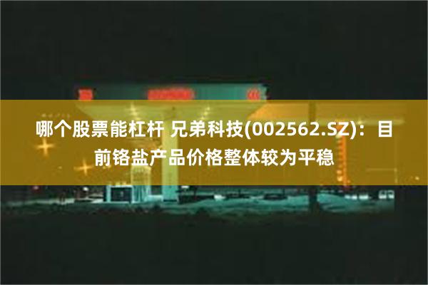 哪个股票能杠杆 兄弟科技(002562.SZ)：目前铬盐产品价格整体较为平稳