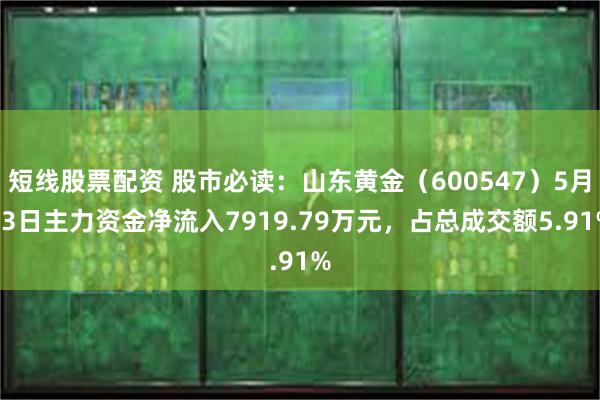 短线股票配资 股市必读：山东黄金（600547）5月13日主力资金净流入7919.79万元，占总成交额5.91%