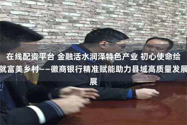 在线配资平台 金融活水润泽特色产业 初心使命绘就富美乡村——徽商银行精准赋能助力县域高质量发展